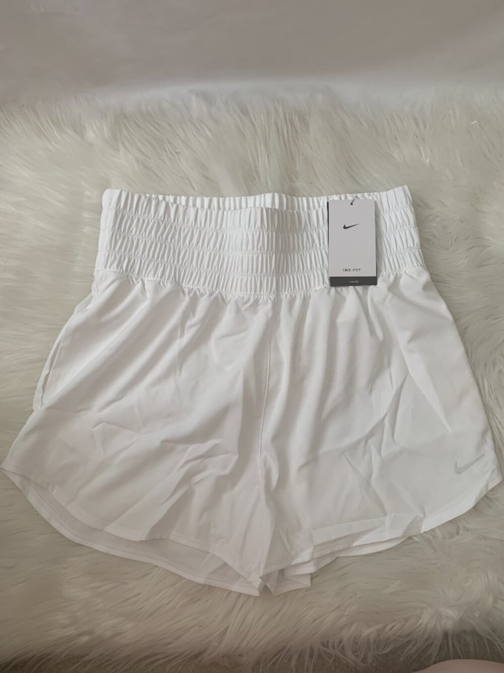 NIKE ONE Ultra High Waisted Brief-Lined Shorts in White Sz LARGE
